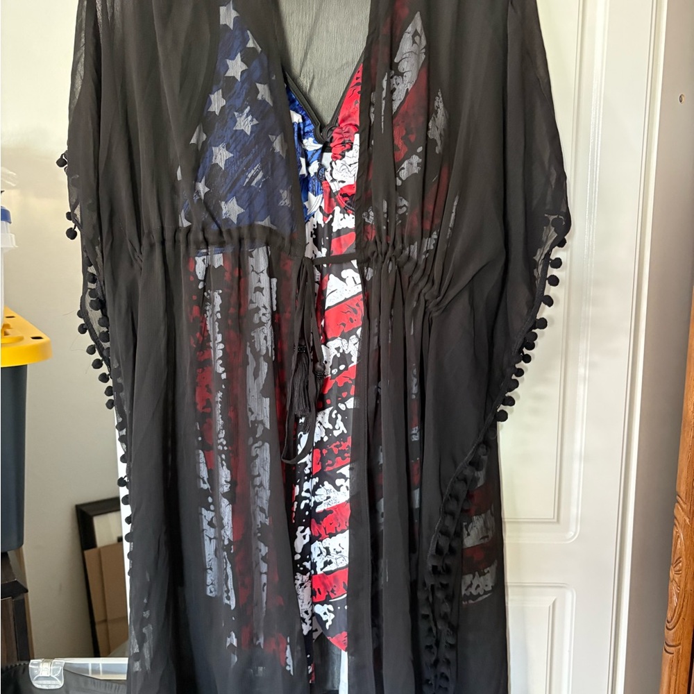 Cute red, white, blue & black women’s XL bathing suit/Tankini NWOT